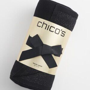 NWT Gorgeous Chico's Reversible Black Shiny/Solid Travel Wrap.